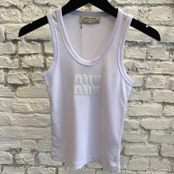 Miu Miu Tops - Nwt Miu Miu Women White Cotton Knit Tank Top